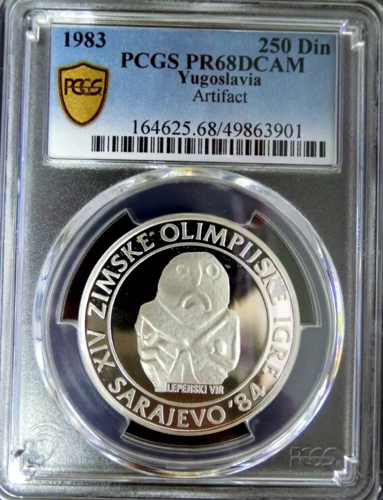 Read more about the article PCGS PR68DCAM  Yugoslavia 1983 Artifact Silver 250 Dinara Super GEM PF Scarce