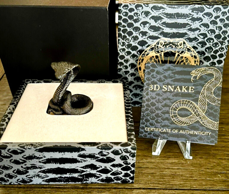 Read more about the article 2025 Samoa $5 3oz .999 Silver 3D Snake Shaped Coin (Box and COA) Black Cobra