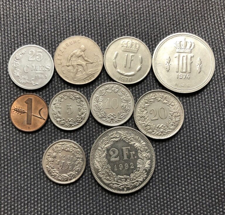 Read more about the article Luxembourg 🇱🇺 Switzerland 🇨🇭 Lot Of 10  World Foreign Coins