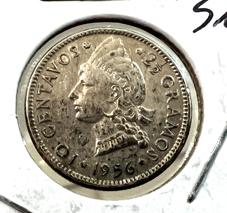 Read more about the article 1956 DOMINICAN REPUBLIC SILVER 10 CENTAVOS BETTER COIN