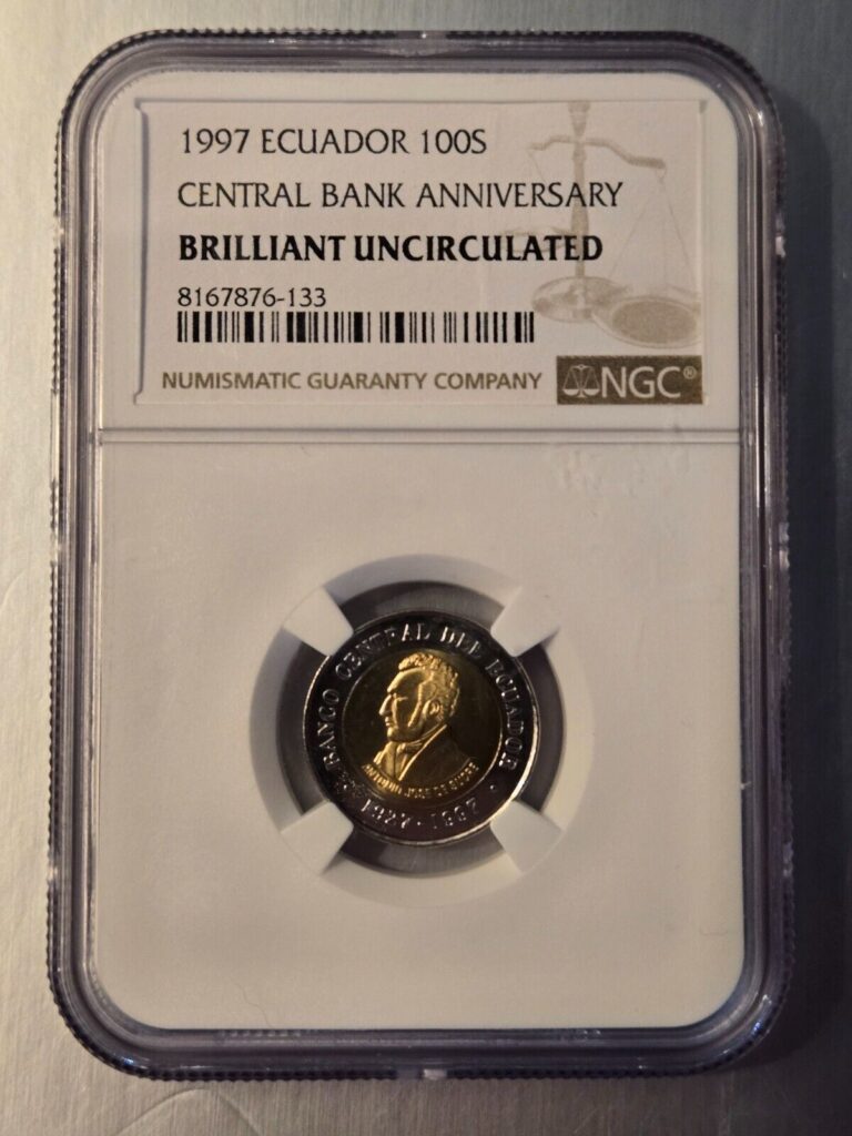 Read more about the article 1997 Ecuador 100S Central Bank Anniversary NGC Brilliant Uncirculated