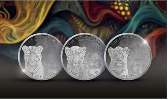 Read more about the article 2024 Congo Wildcats Collection 3 x 1 oz Proof Silver with Box and COA Mintage 3000