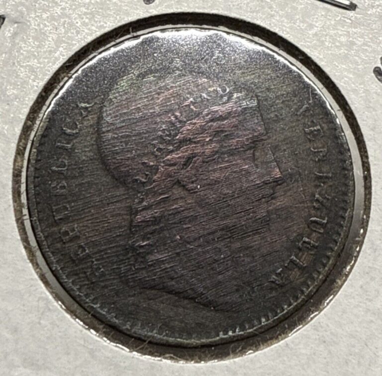 Read more about the article 1843 1/4 Centavo Copper Coin Venezuela AU Details