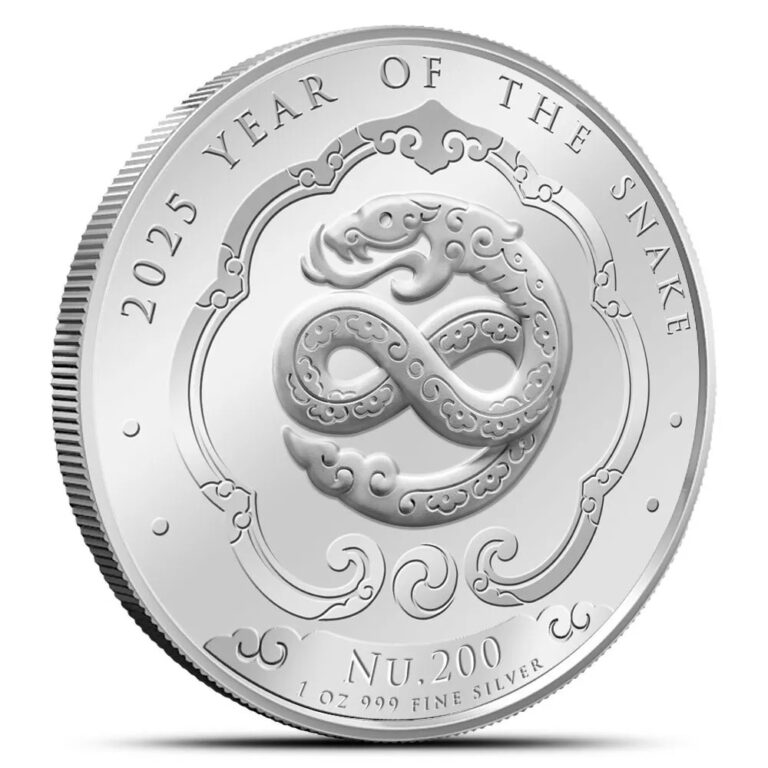 Read more about the article 2025 Bhutan Year of the Snake BU 1 oz .999 Silver Coin  – 20 000 Mintage