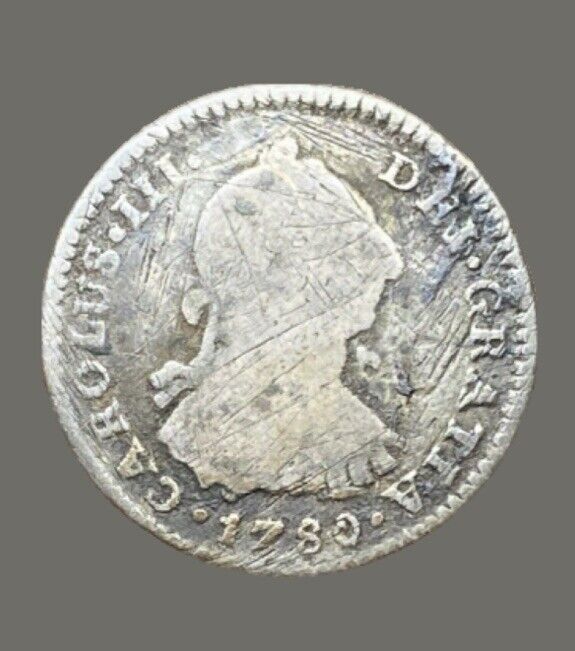 Read more about the article 1780 PTS Bolivia Mexico 1/2 Real Colonial VGood Pirate Silver Coin Rare B0141