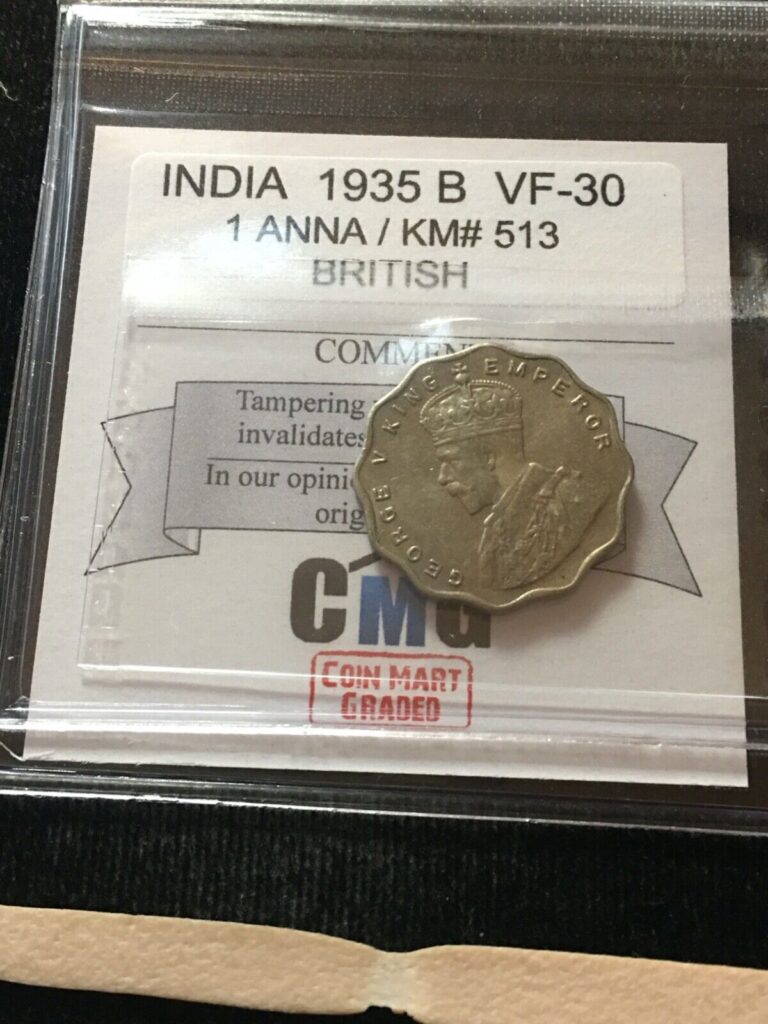 Read more about the article 1935 B  India  British   1 Anna  Coin Mart Graded**VF-30** KM# 513