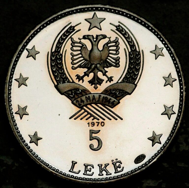 Read more about the article 1970 ALBANIA SILVER PROOF 5 LEKE (MINTAGE: 500)