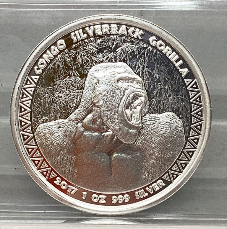 Read more about the article 2017 Reverse Proof Republic Of Congo Silverback Gorilla .999 1 Oz Silver Coin