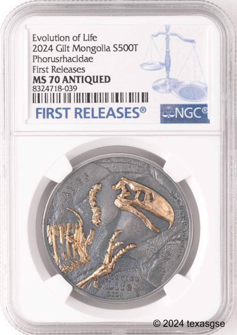 Read more about the article 2024 Mongolia 500tog 1oz Silver Evolution of Life – Aves NGC MS70 First Release