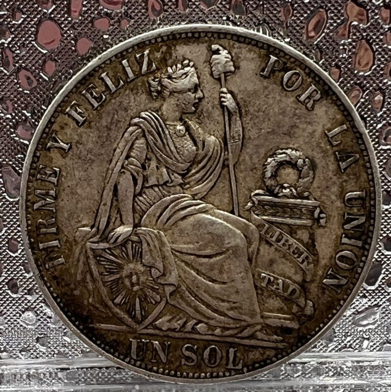 Read more about the article 1891 PERU UN SOL NICE  NEVER CLEANED SILVER COIN .900