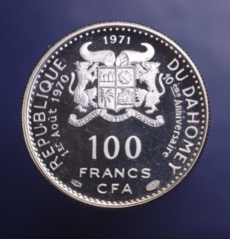 Read more about the article Benin Dahomey 100 francs Independence Ganvie Ships Proof Coin UNC