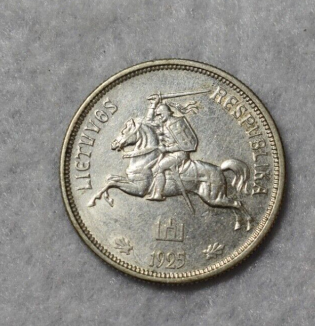 Read more about the article LITHUANIA 5 LITAI  1925 CHOICE UNCIRCULATED SILVER ( stock# 39)