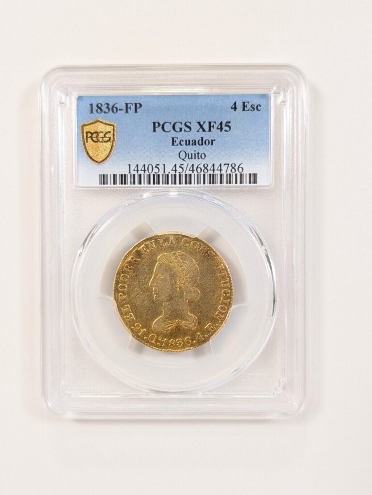 Read more about the article 1836-FP Ecuador 4 Escudos Gold Coin PCGS XF45 Quito Mint ~ Population 1