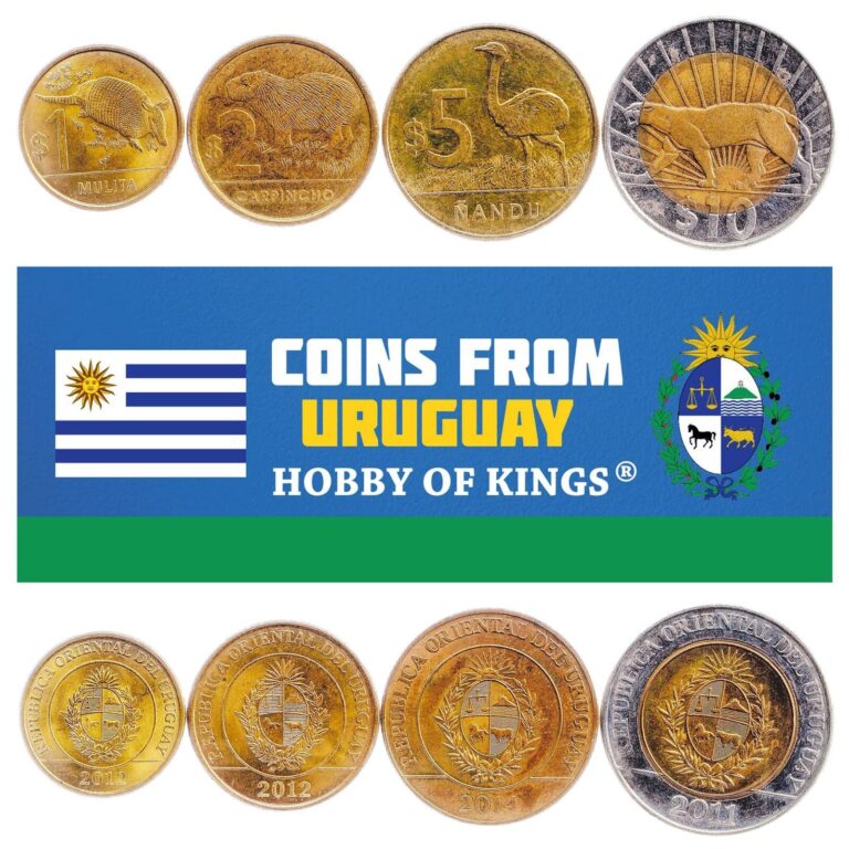 Read more about the article Uruguayan 4 Coin Set 1 2 5 10 Pesos | Armadillo | Cougar | Uruguay | 2011 – 2019