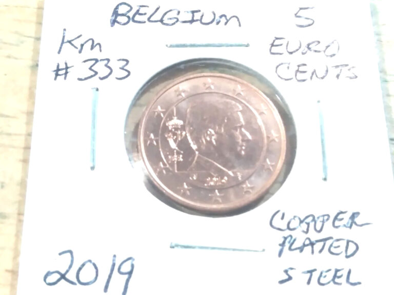 Read more about the article World Coin  Belgium  5 Euro Cents  2019  Carded  (1) Coin  AU Condition