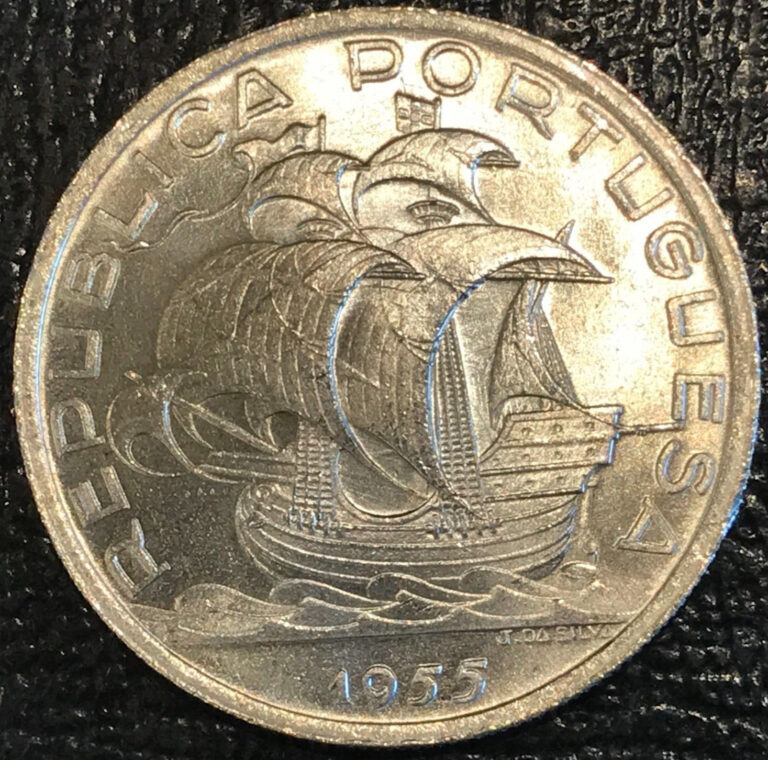 Read more about the article HIGH GRADE UNC 1955 PORTUGAL SILVER 10 ESCUDOS SAILBOAT COIN-NOV560