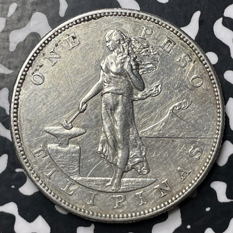 Read more about the article 1903-S U.S. Philippines 1 Peso Lot#E6759 Large Silver Coin! Cleaned