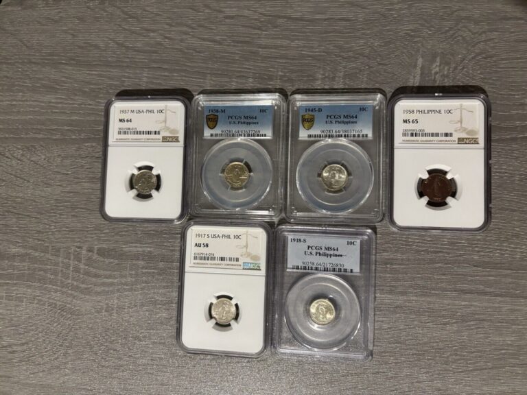 Read more about the article Huge Lot USPI Graded 10 Centavos PCGS NGC Philippines US Silver Coin Ten USA