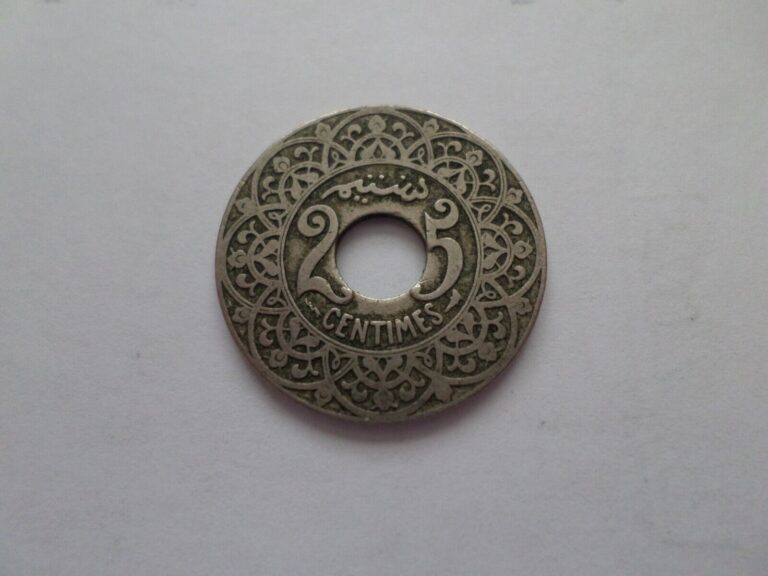 Read more about the article 1921-24 Morocco France Empire Cherifien 25 Centimes Coin nice condition