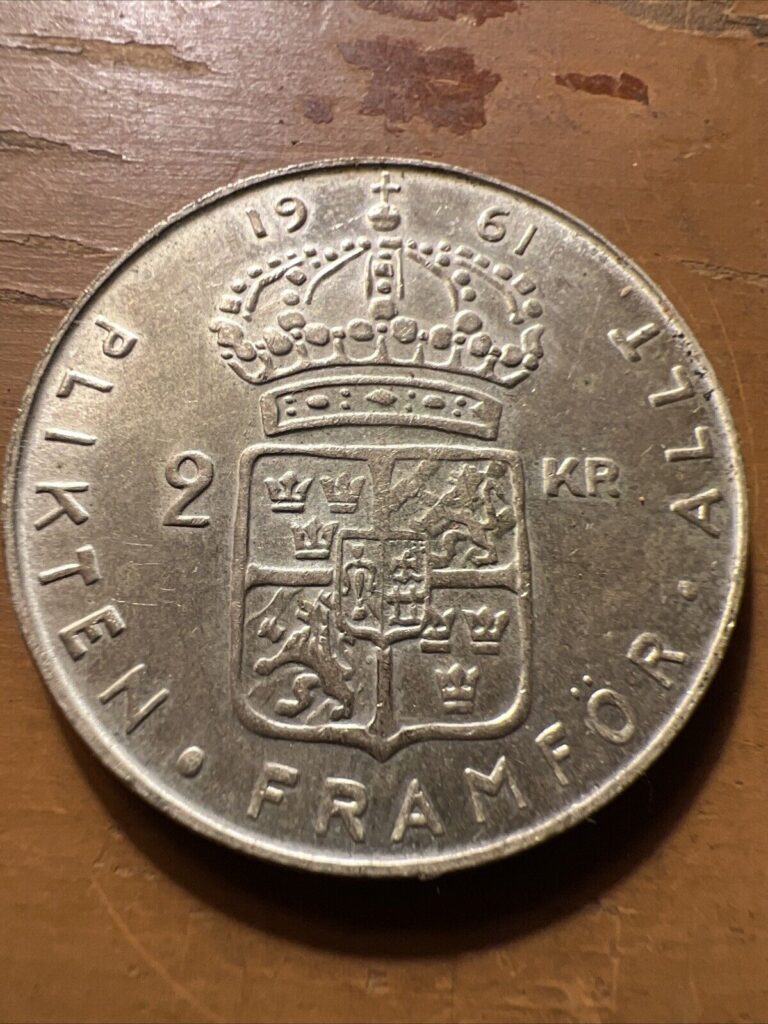 Read more about the article 1961 SWEDEN Antique Silver 2 Kronor w KING Gustav VI SWEDISH Vintage Coin