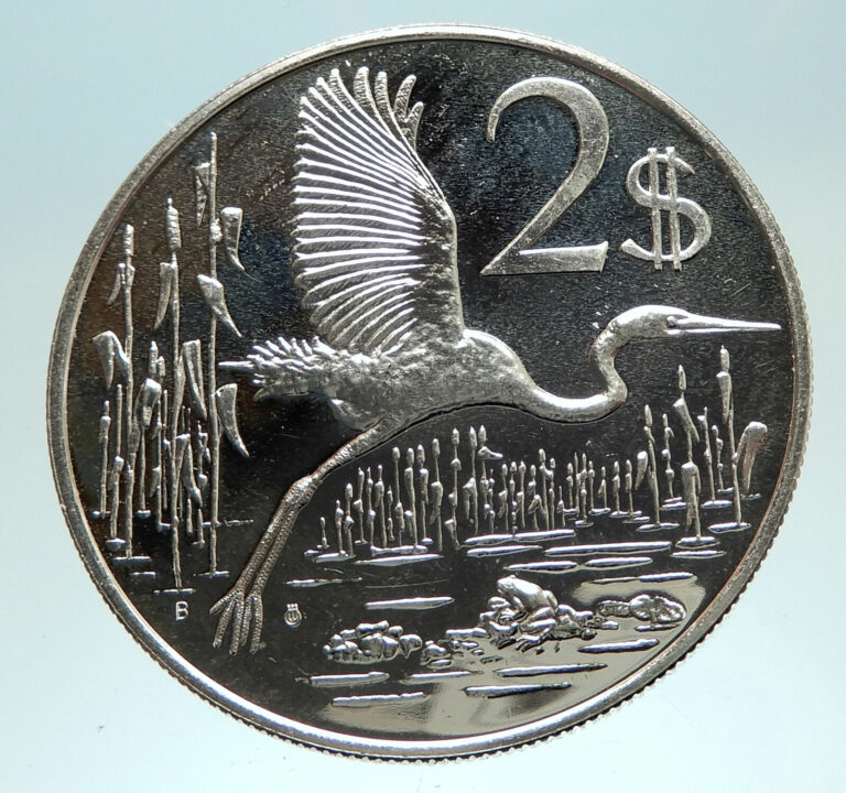 Read more about the article 1972 CAYMAN ISLANDS 4.0cm Proof Silver $2 Coin GREAT BLUE HERON BIRD i76720