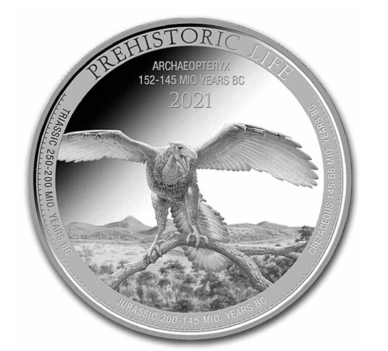 Read more about the article 2021 Congo Prehistoric Life Archaeopteryx Dinosaur 1 oz Silver – Mintage 10 000