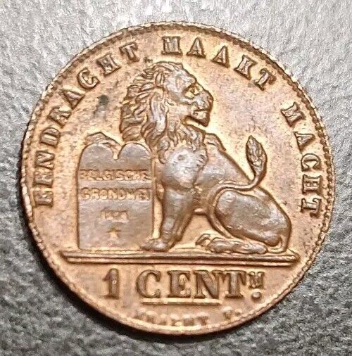 Read more about the article 1912 Belgium 1 Centime AU RED BROWN OLD COIN KM 77 DER