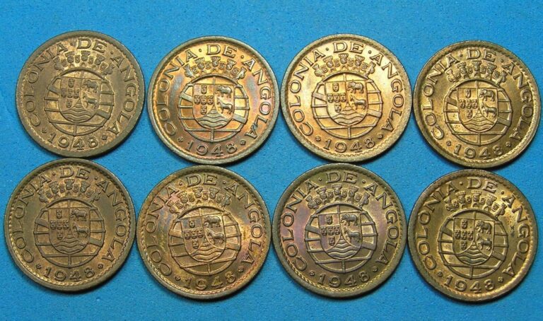 Read more about the article Angola Lot of 8 Coins 20 Centavos 1948 High Grade RB  KM-71  Combined Shipping