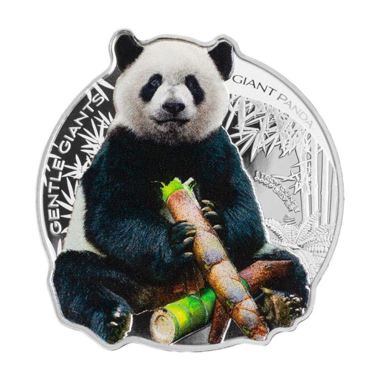 Read more about the article 2022 Solomon Islands Gentle Giants – Panda Shaped 1 oz Silver Colorized Proof…