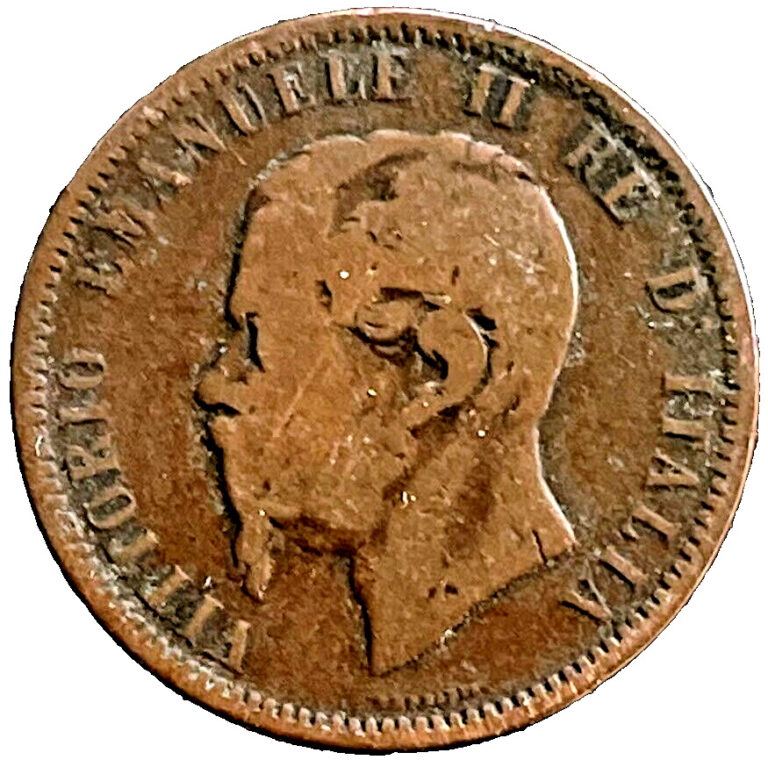 Read more about the article 1866 Italy Coin 2 Two Centesimi Italian Copper Europe RARE Coins KM# 2.1