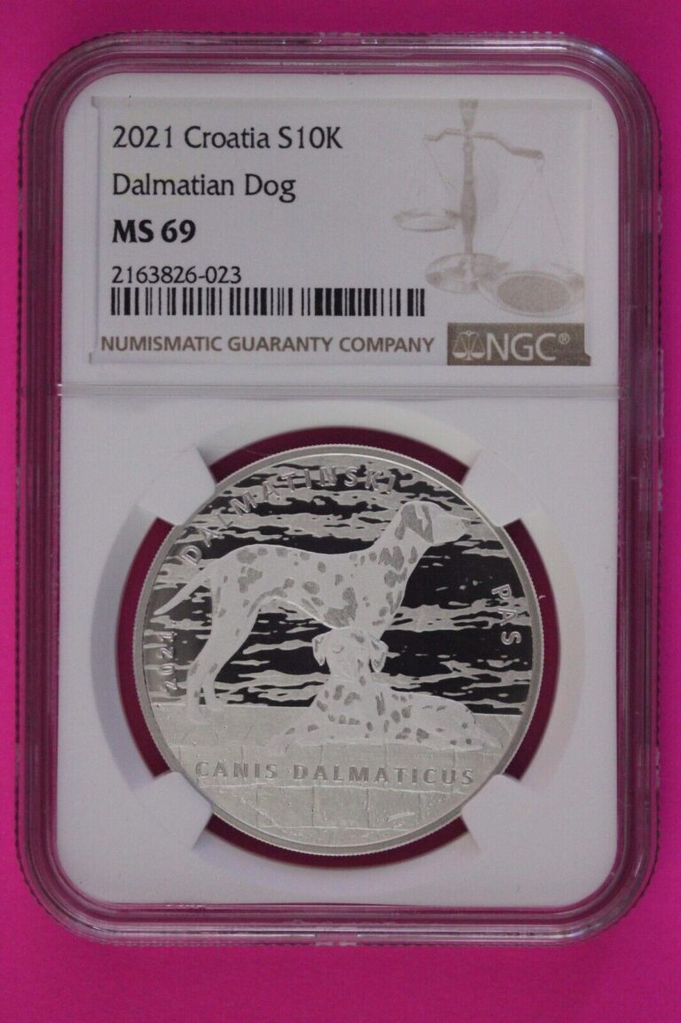 Read more about the article 2021 Dalmation Dog MS 69 Croatia 10k Kuna 1 OZ Silver NGC Certified Slab 1098