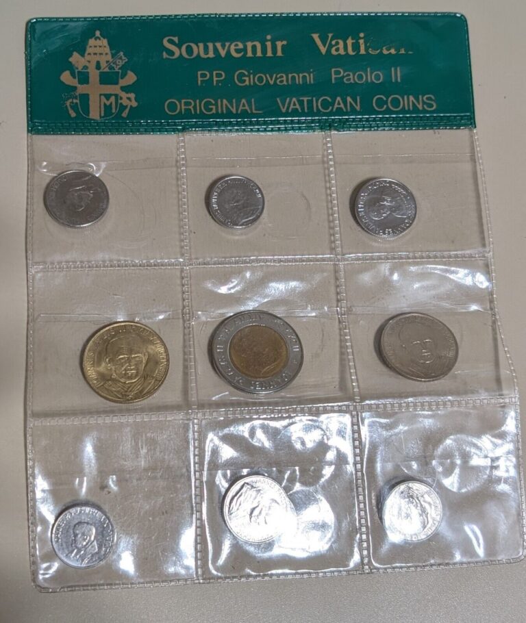 Read more about the article 1992 Souvenir Vatican P. P. Giovanni Paolo II Original Vatican Coins 9 Coins