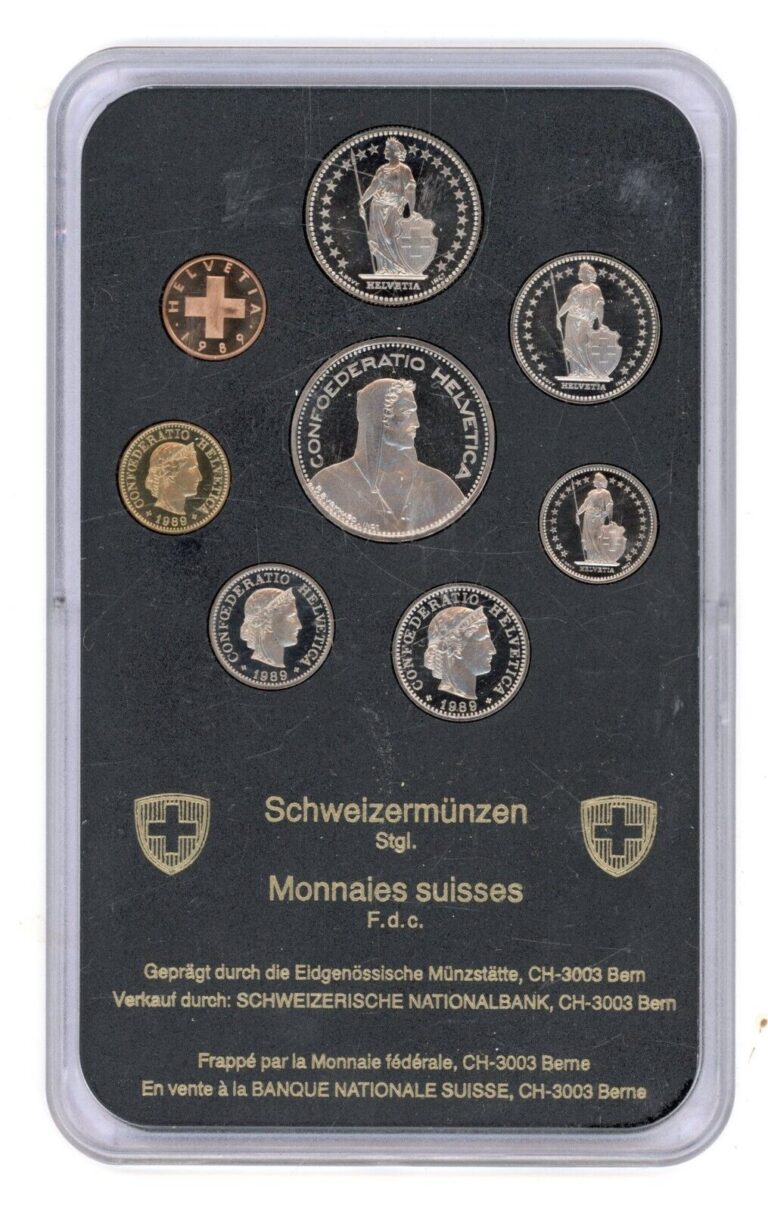 Read more about the article SWITZERLAND ~ 1989 ~ PROOF SET ~ 8 COINS ~ MINT PACKAGING