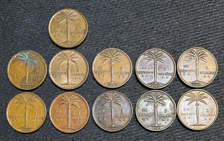 Read more about the article Lot of 11 Dominican Republic Un Centavo coins  various dates/quality