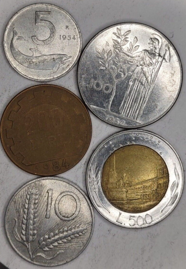 Read more about the article Italy Italian coins lot of 5 different ones.