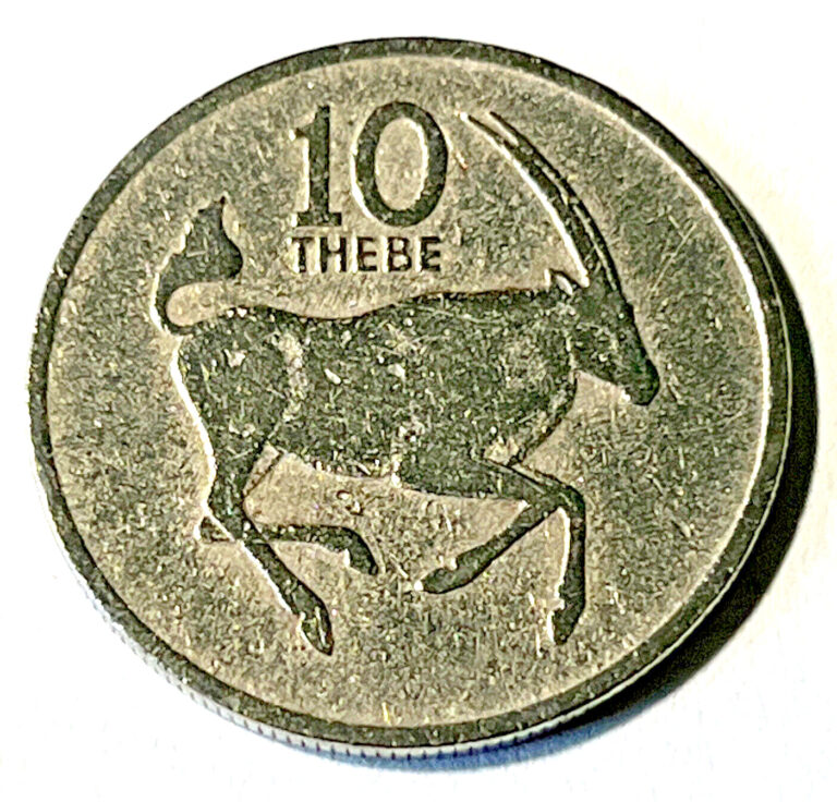 Read more about the article 1980 Botswana 10 thebe Coin African Gemsbuck Oryx Gazelle Deer Animal Wildlife