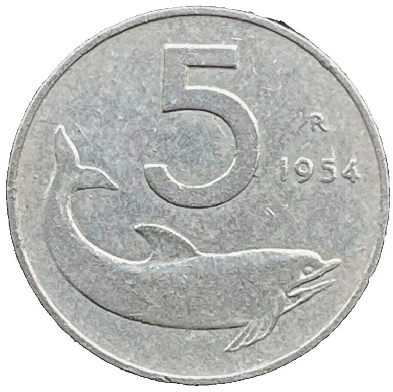 Read more about the article 1954 Italy Coin 5 Lire Italian Europe Coins DOLPHIN Foreign Money Free Shipping