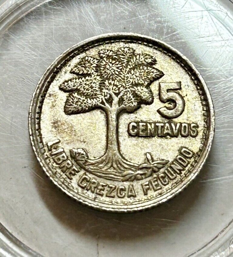 Read more about the article Guatemala 1956 5 Centavos Silver Coin + VF + 🇬🇹 ✅️