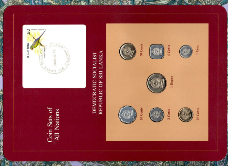 Read more about the article Coin Sets of All Nations Sri Lanka w/card UNC 1978-1988 5 and 10 cents 1988