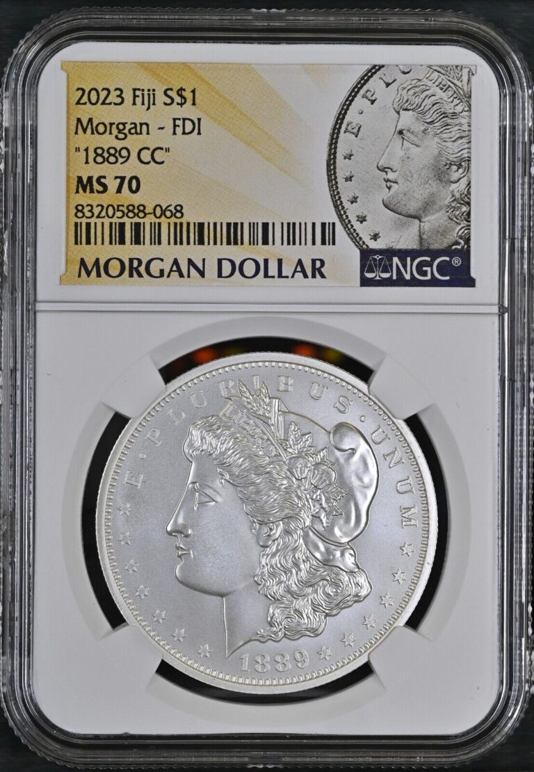 Read more about the article 1889 CC MORGAN SILVER DOLLAR NGC MS70 FIRST DAY MORGAN LABEL 2023 FIJI MINT .999