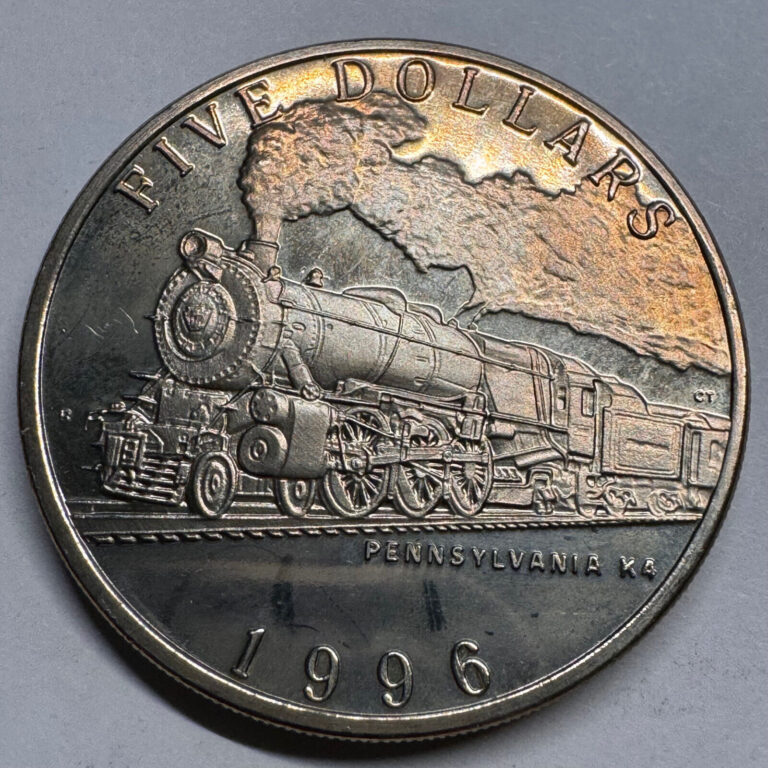 Read more about the article 1996 Marshal Islands 5 Dollars – Steam Locomotive- Beautiful Coin – Lot #A200-37