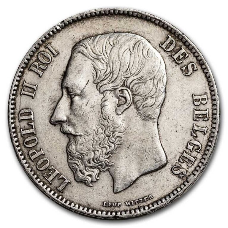 Read more about the article (1865-1878) Belgium Silver 5 Francs Leopold II Cull (Random Coin)