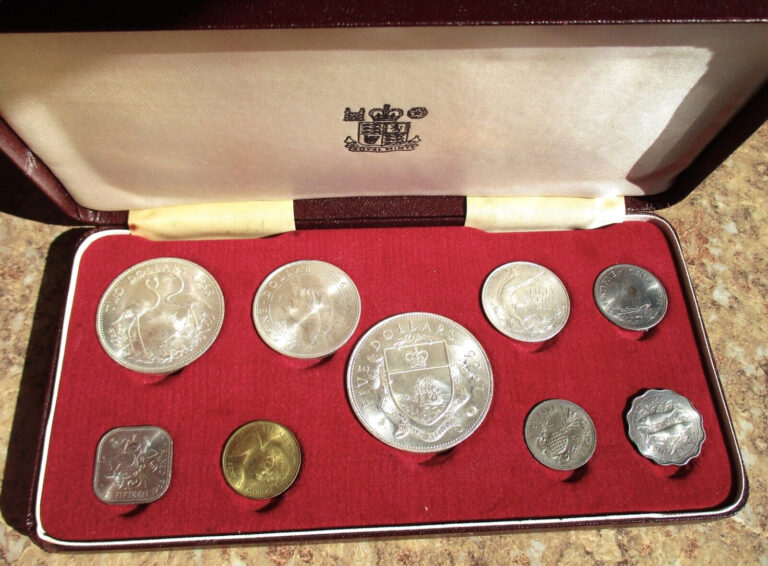 Read more about the article 1966 BAHAMAS MINT SET OF NINE COINS BY BRITISH ROYAL MINT 2.87 O.Z. OF SILVER