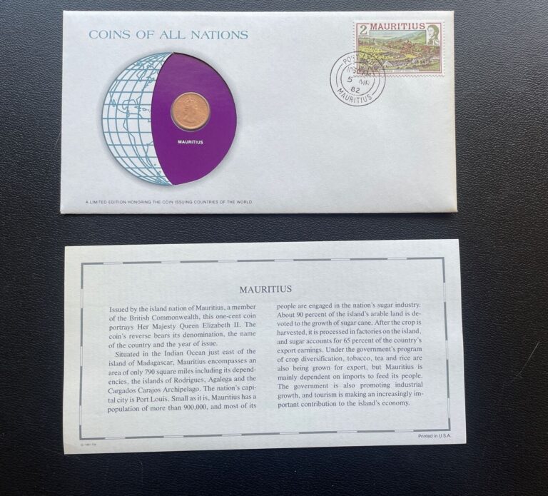 Read more about the article 1979 Mauritius 1 Cent Coin  – Franklin Mint COA – Coins of All Nations Uncircu