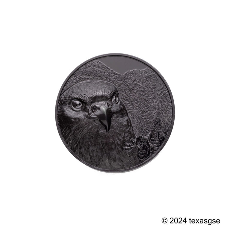 Read more about the article 2023 5oz Silver Mongolia Falcon High Relief Black Proof Coin