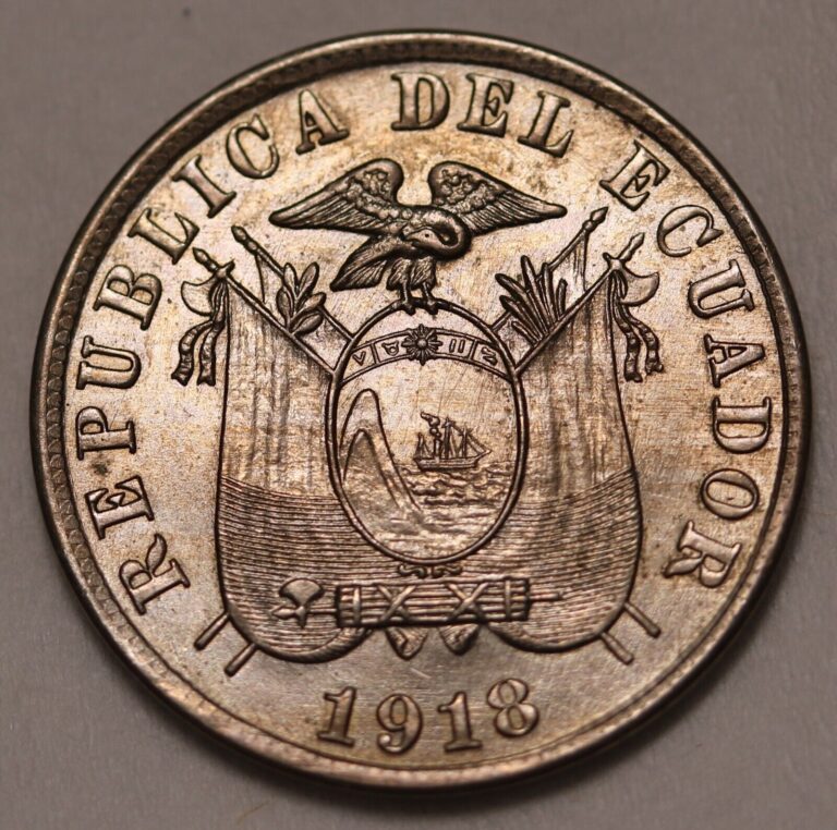 Read more about the article Ecuador 5 Centavos 1918 KM# 62 UNC/BU Coin +Lustre