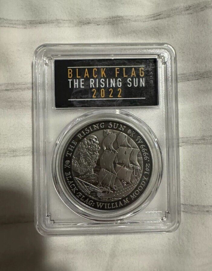 Read more about the article 2022 Tuvalu Black Flag The Rising Sun Antiqued 1 oz silver Coin PCGS MS70