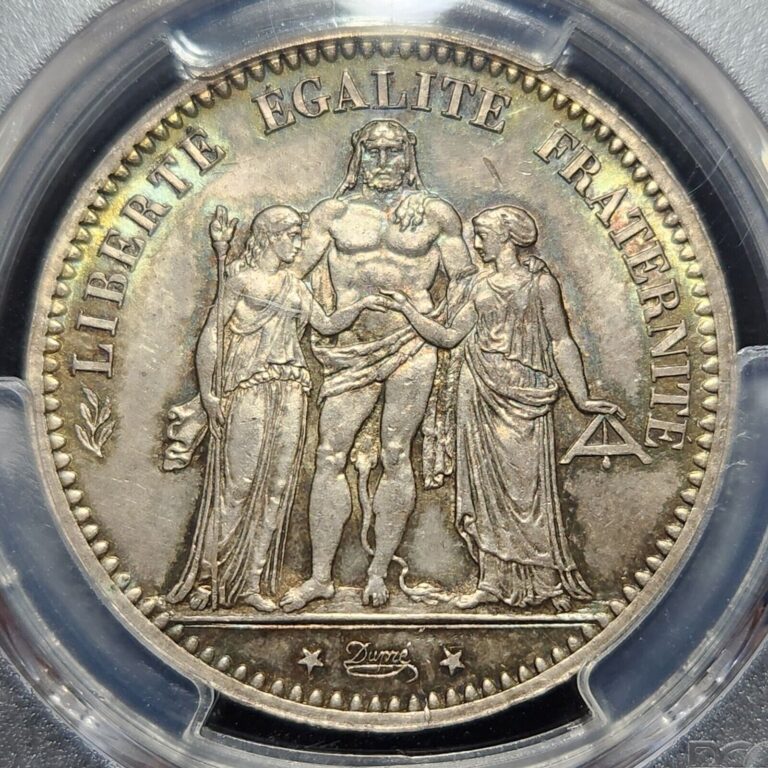 Read more about the article Toned Silver 1873-A France 5 Francs | PCGS MS65 Gem BU