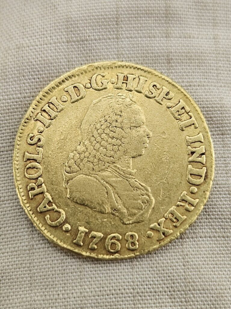 Read more about the article Colombia (Colonial Spain)  1768 Charles III Gold 2 Escudos  6.6g  PN J  VG  RARE