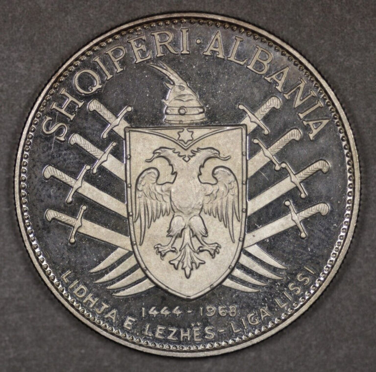 Read more about the article 1968 Albania Silver 5 Leke Proof Skanderbeg